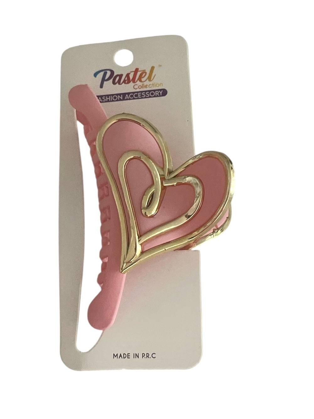 LIGHT PINK DOUBLE HEART SWEET LOVE CLAW HAIR CLIP